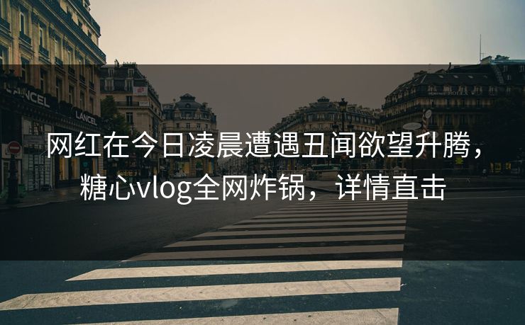 网红在今日凌晨遭遇丑闻欲望升腾，糖心vlog全网炸锅，详情直击