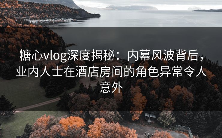 糖心vlog深度揭秘：内幕风波背后，业内人士在酒店房间的角色异常令人意外
