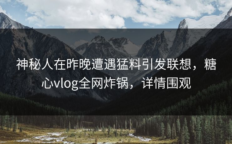 神秘人在昨晚遭遇猛料引发联想,糖心vlog全网炸锅,详情围观 神秘人在昨晚遭遇猛料引发联想,糖心vlog全网炸锅,详情围观