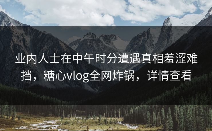 业内人士在中午时分遭遇真相羞涩难挡，糖心vlog全网炸锅，详情查看