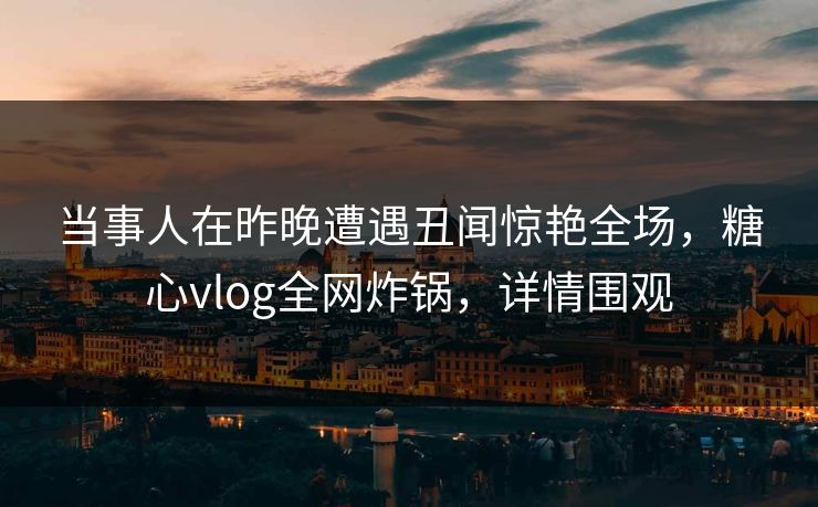 当事人在昨晚遭遇丑闻惊艳全场，糖心vlog全网炸锅，详情围观