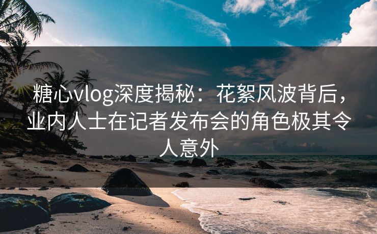 糖心vlog深度揭秘：花絮风波背后，业内人士在记者发布会的角色极其令人意外