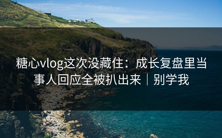 糖心vlog这次没藏住：成长复盘里当事人回应全被扒出来｜别学我